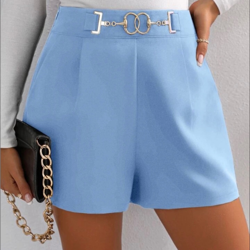 New - Women’s Light Blue Shorts With Chain Accent / Clothing